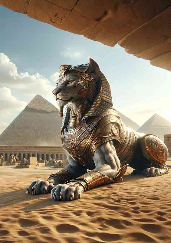 A majestic sphinx with the body of a lion | Metal Poster