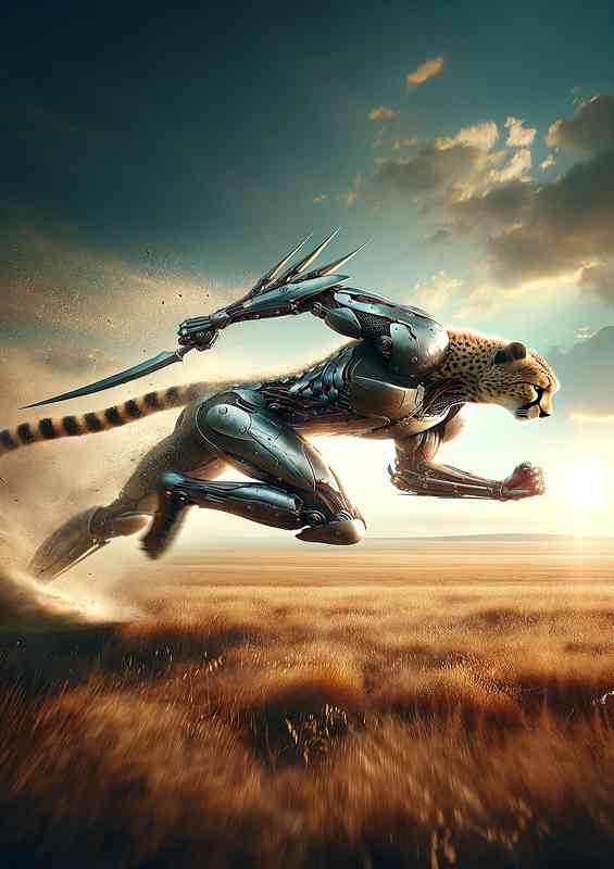 Animal in an action packed scene Imagine a fierce cheetah | Metal Poster