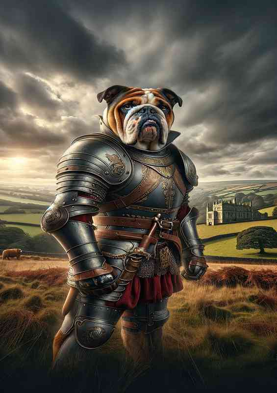 British bulldog warrior standing with a stoic posture | Metal Poster