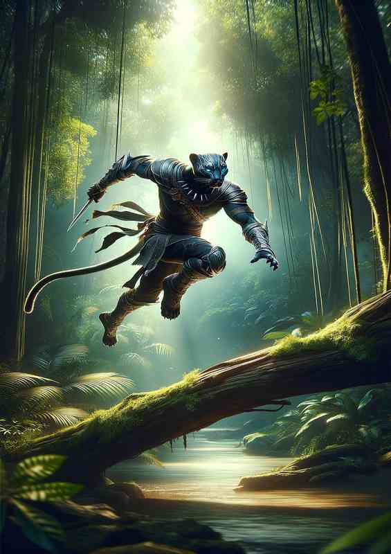 Dynamic action Envision a stealthy panther | Metal Poster