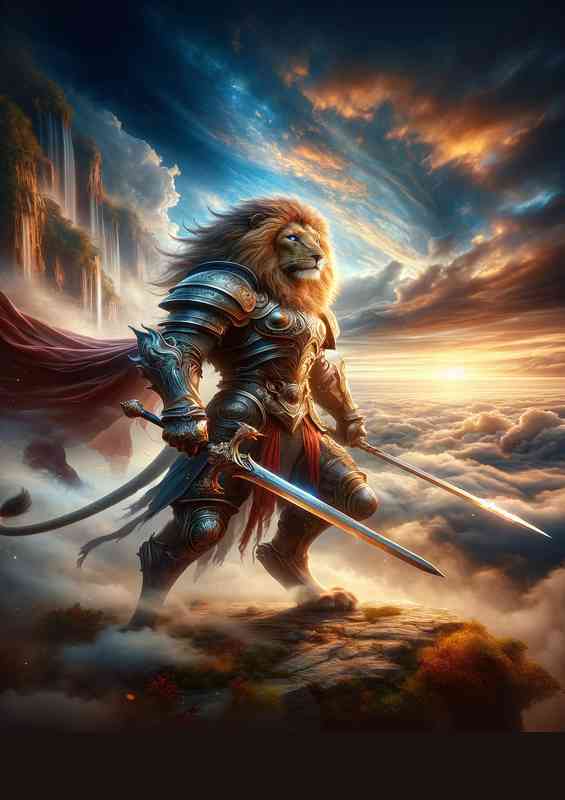 Fantastic composition a majestic lion battle ready | Metal Poster
