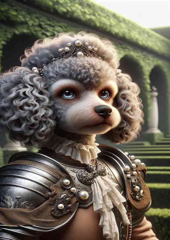 French poodle warrior focusing on the elegance | Metal Poster