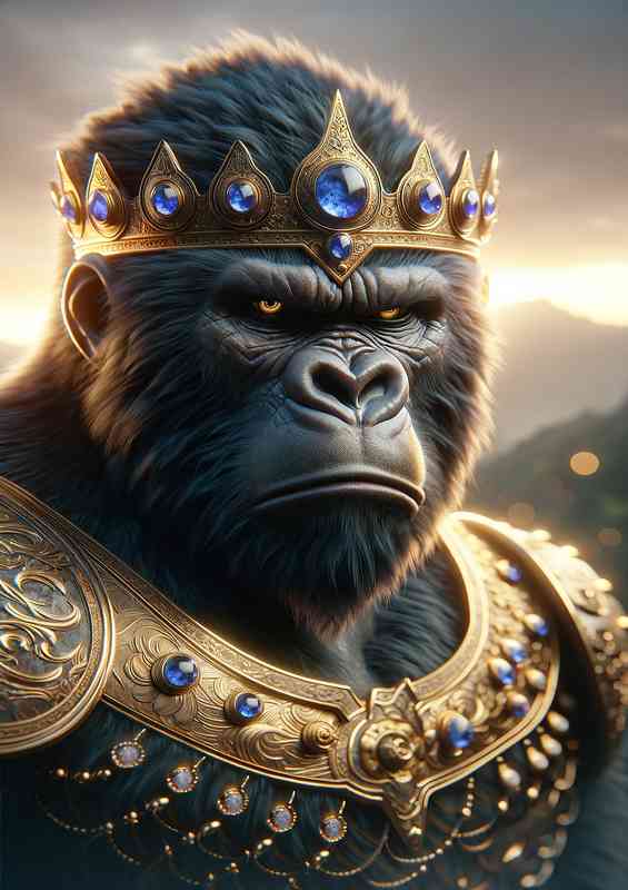 Gorilla king showcasing his stern expression | Metal Poster