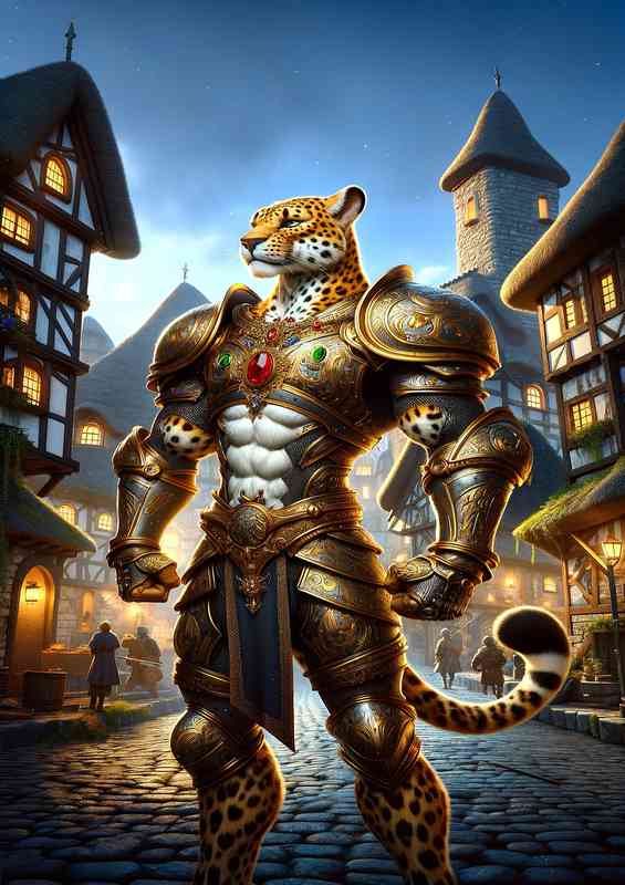Leopard knight stands in a heroic pose | Metal Poster
