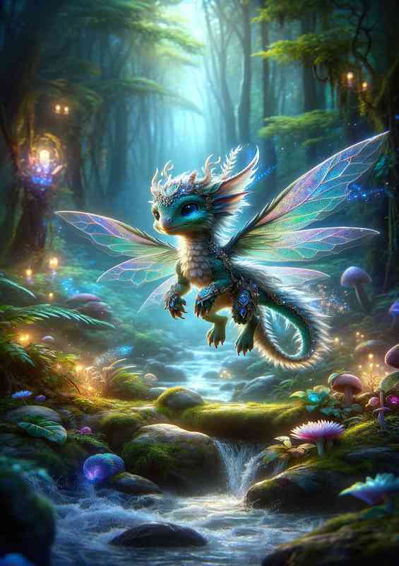 Mystical fairy dragon small in size | Metal Poster