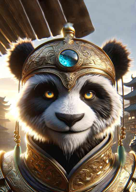 Panda warrior highlighting the expressive face | Metal Poster