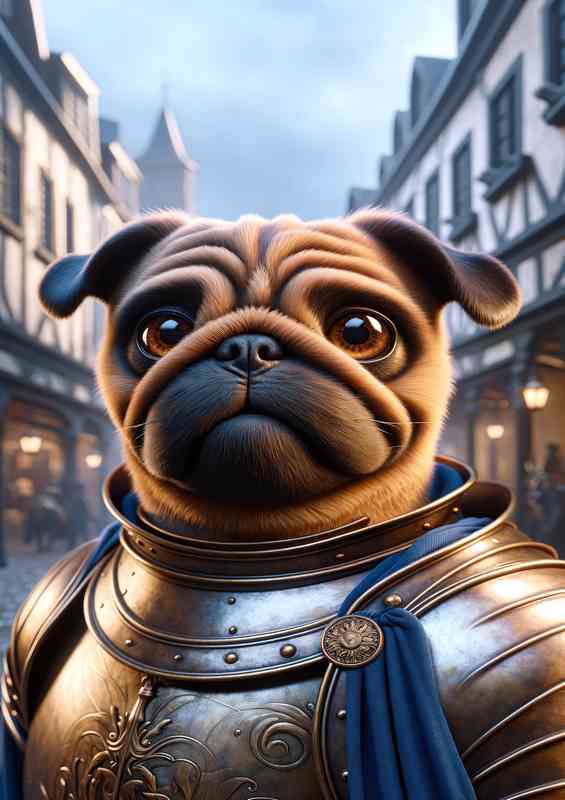 Pug dog knight capturing the unique charm | Metal Poster