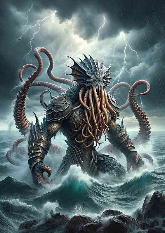 Warrior animal Visualize an imposing kraken | Metal Poster