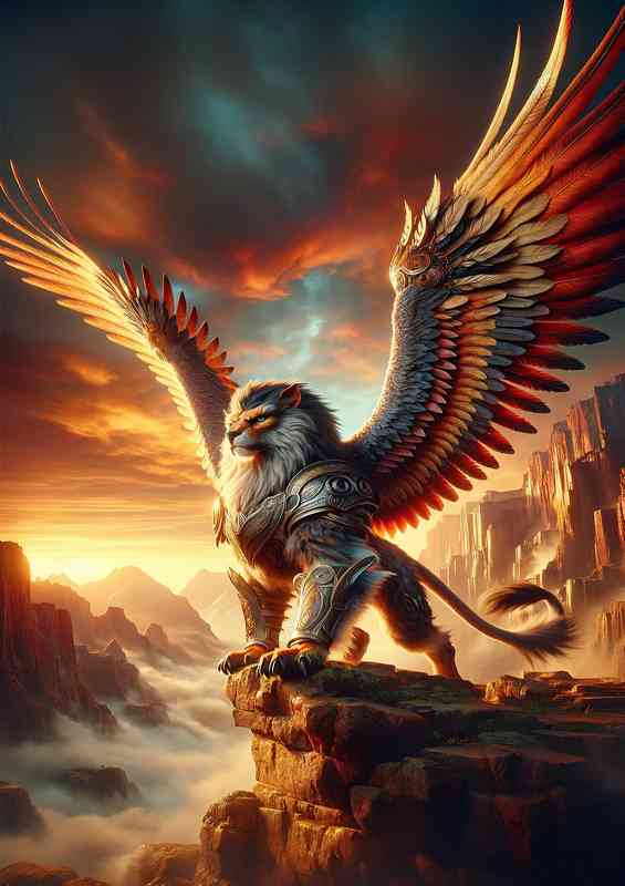 Warrior animal a fantastic Magical griffin | Metal Poster