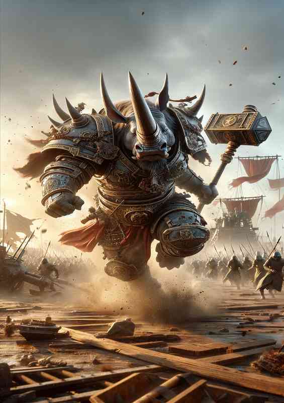 Warrior animal a fierce rhinocero | Metal Poster
