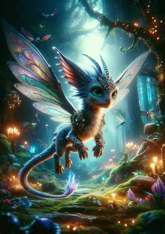Warrior animal a mystical fairy dragon | Metal Poster