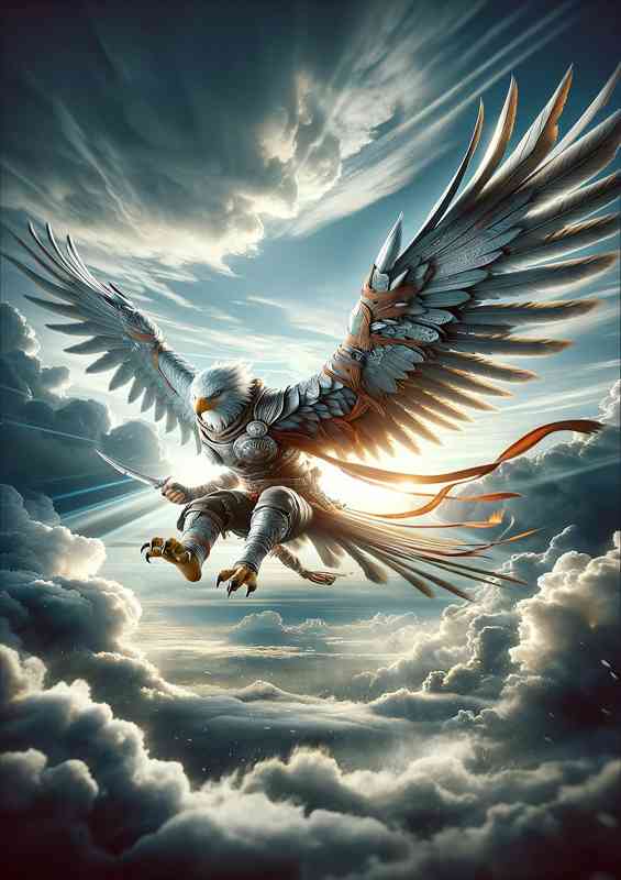Warrior animal dynamic action a majestic eagle | Metal Poster