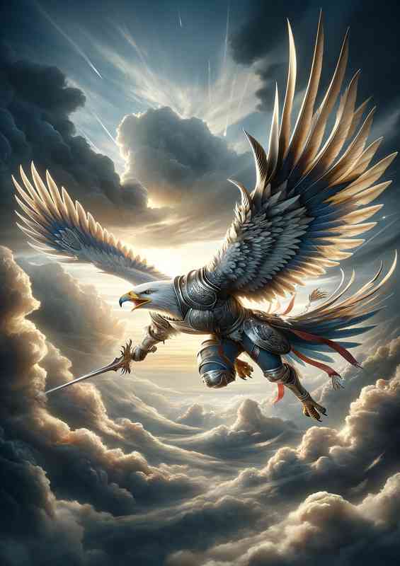 Warrior animal in a dynamic action pose a majestic eagle | Metal Poster