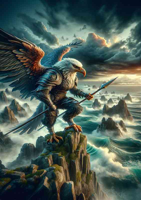 Warrior animal in a fantastic a fierce eagle | Metal Poster