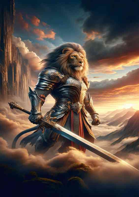 Warrior animal in a fantastic composition Imagine a majestic lion | Metal Poster