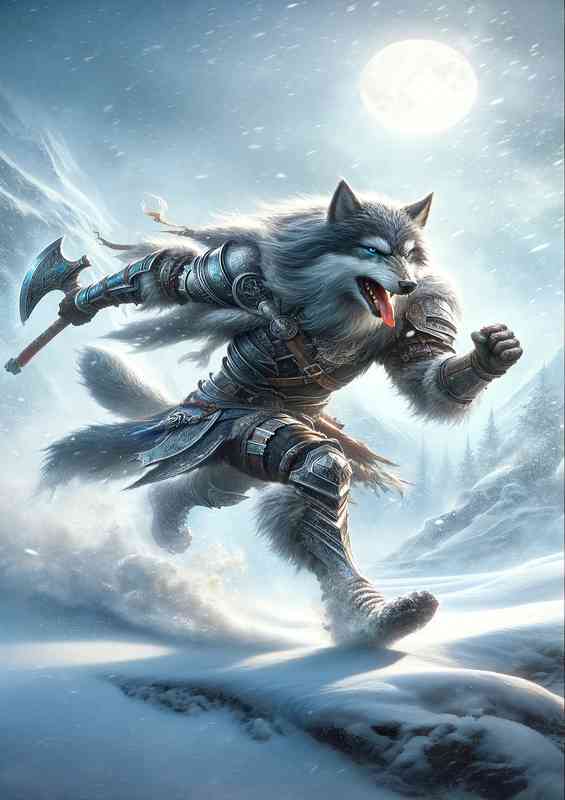 Warrior animal in a high action pose wolf | Metal Poster