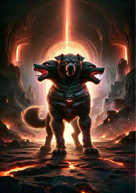 Warrior animal powerful Cerberus the mythical three | Metal Poster