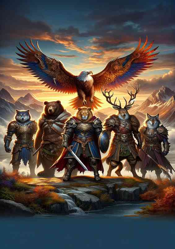 Warrior animals in a fantastic composition | Metal Poster
