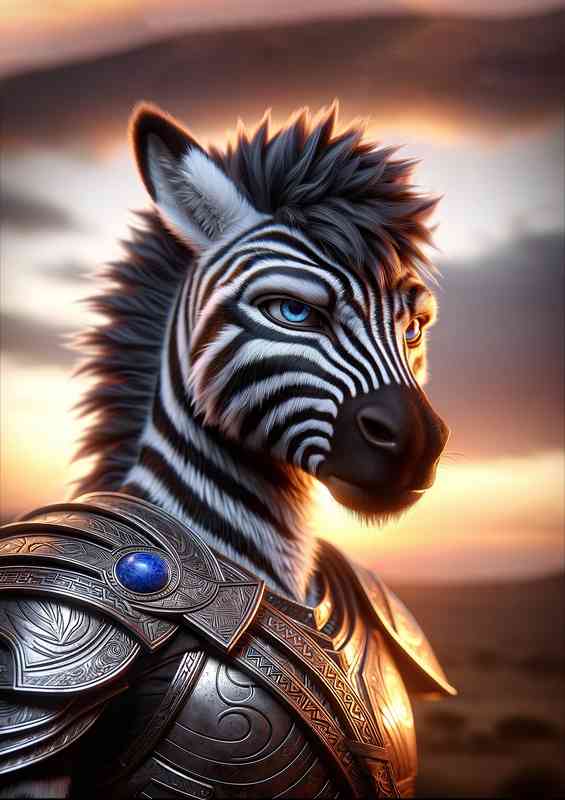 Zebra warrior showcasing his black and white stripes | Metal Poster