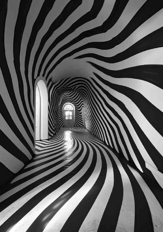 Black and white tunnel | Metal Poster