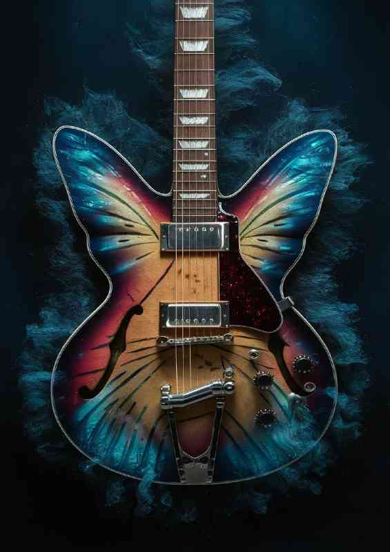 Magical Guitar blues and yellows | Metal Poster