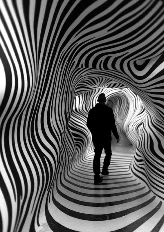 Man walking through the swirls | Metal Poster