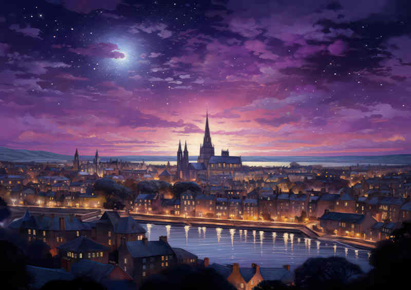 City Of york painted style lit up by the stars | Metal Poster