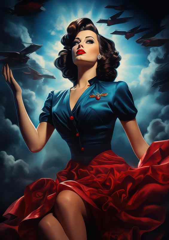 Vintage Renaissance Woman Red Dress | Metal Poster