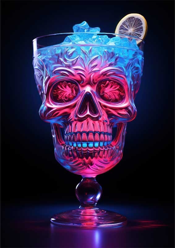 Lush Lotus Libation colorful skull cocktail | Metal Poster
