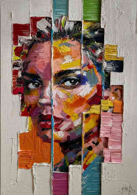 A Womans face in abstract colour form | Metal Poster