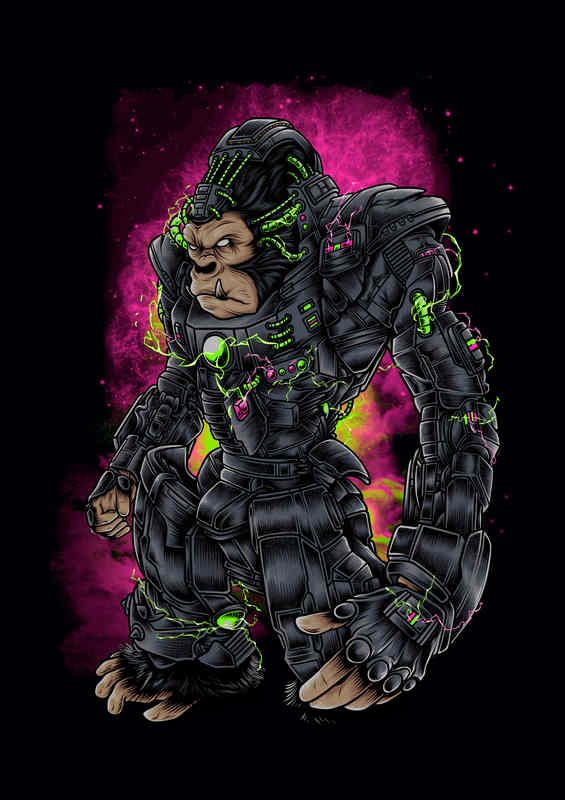 Robo Gorilla Metal Poster
