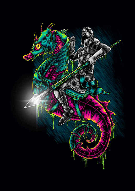 Seahorse And The Knight | Metal Poster