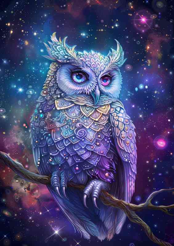 A stunning beautiful owl with colours | Metal Poster