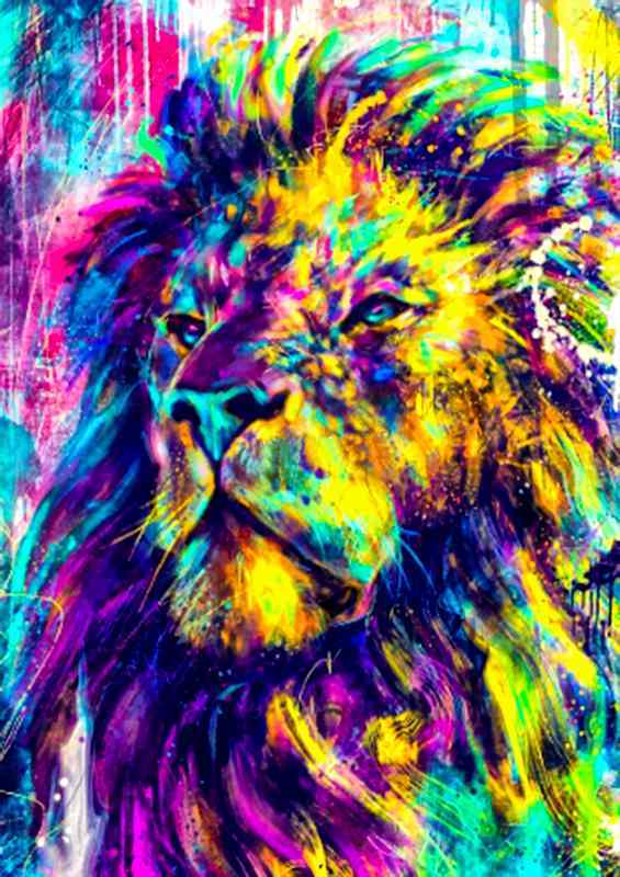 Lion Art Colourful | Metal Poster