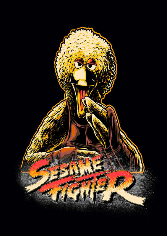 Sesame Fighter Bigbird Metal Poster