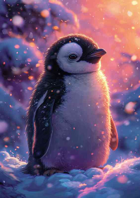 Cute cuddly penguin | Metal Poster