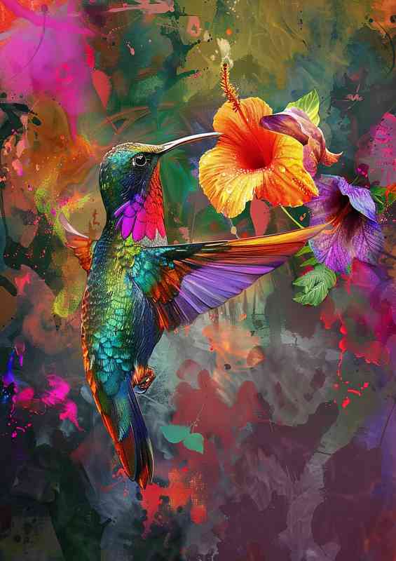 Humming bird getting the nector | Metal Poster