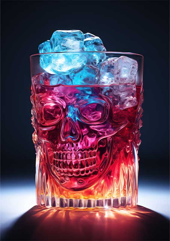 Radiant Revelry skull cocktail | Metal Poster