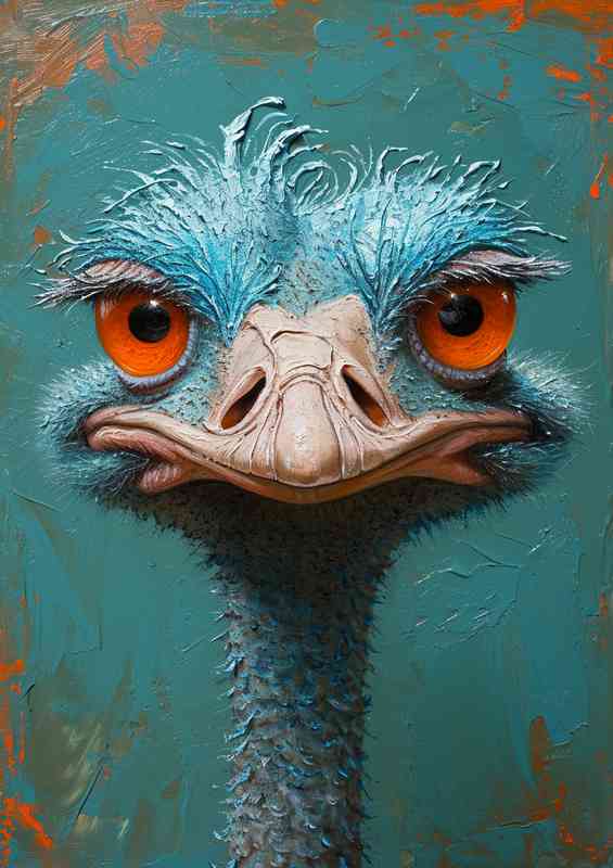 Ostrich with big orange eyes | Metal Poster