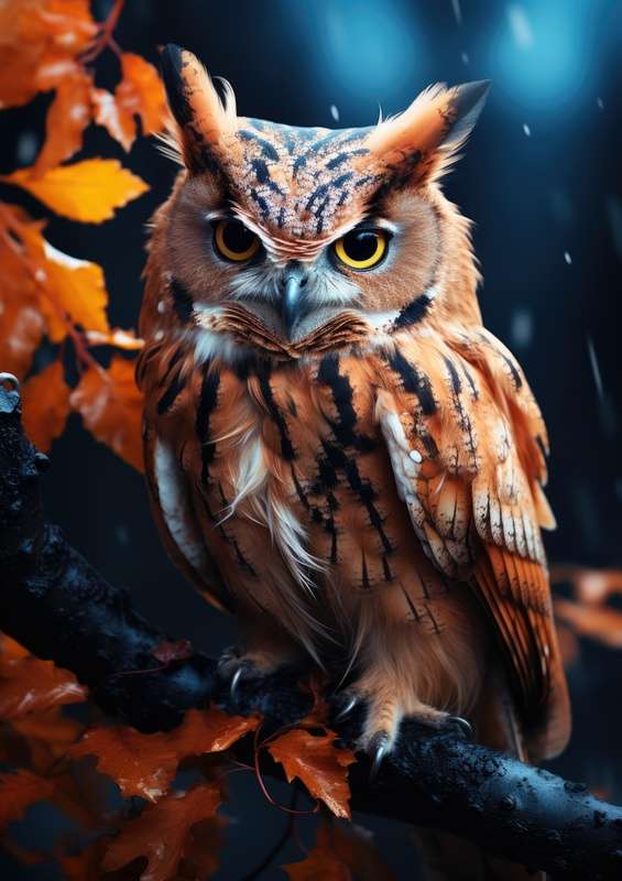 Owl in browns colour | Metal Poster