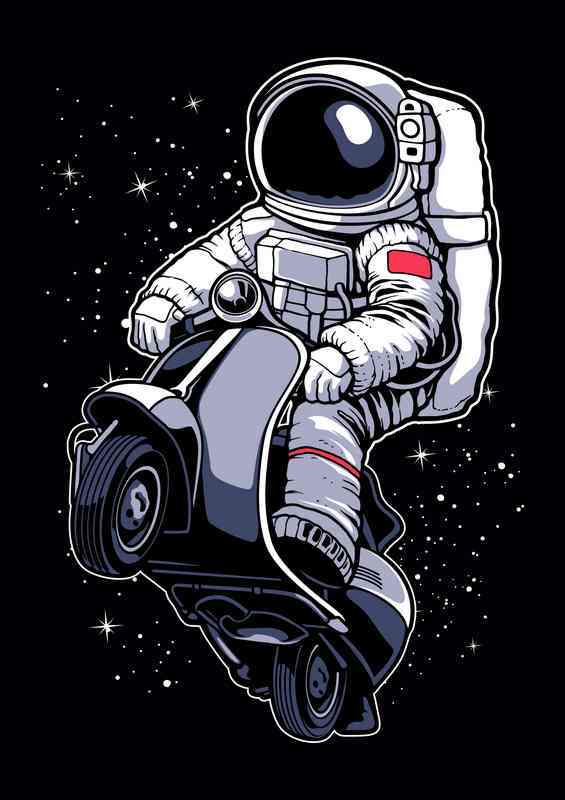 Astronaut scooter | Metal Poster