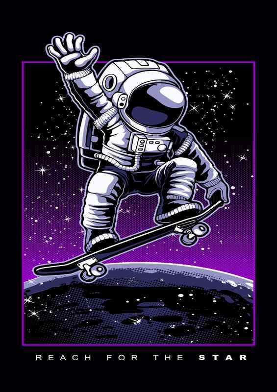 Astronaut skateboard | Metal Poster
