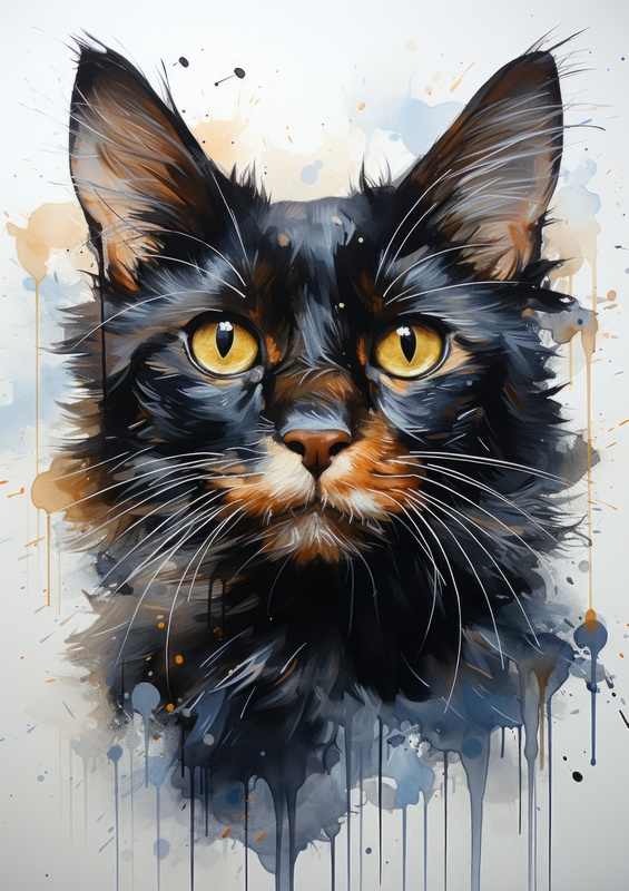 Black Cat in watercolours | Metal Poster