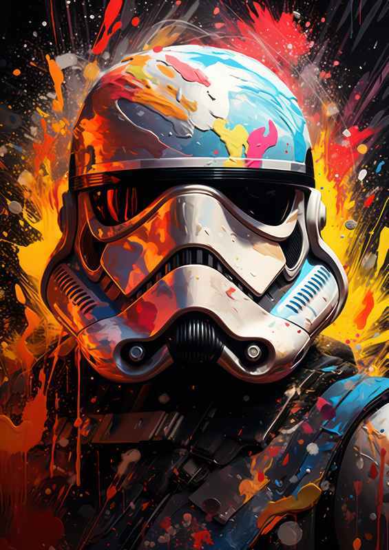 Colorful art piece with a stormtrooper splash art style | Metal Poster