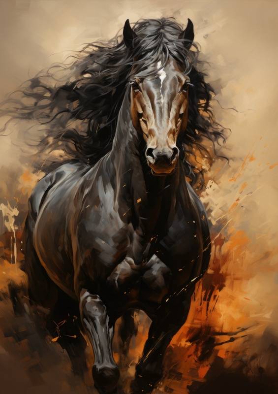 Brown Horse galloping | Metal Poster