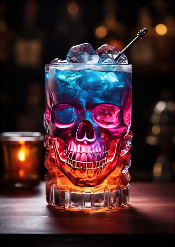 Starry Night Sipper skull cocktail | Metal Poster