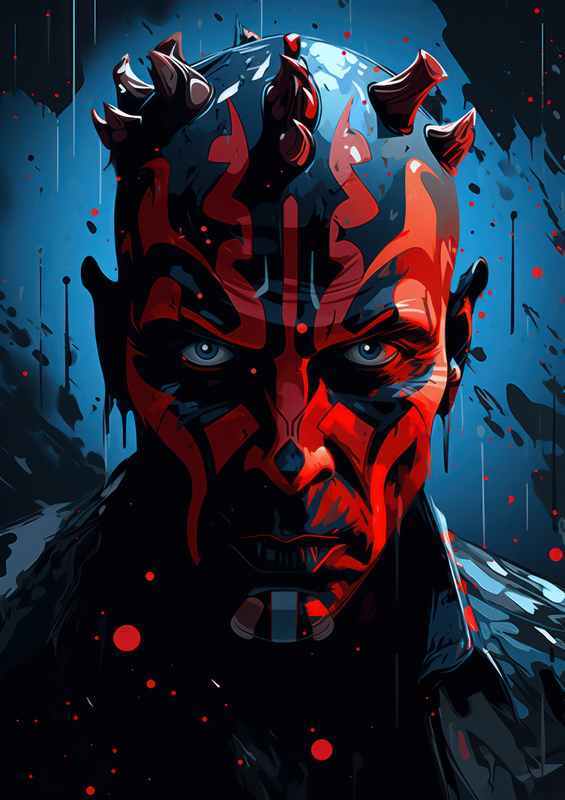 Darth Maul on a black background painted style | Metal Poster