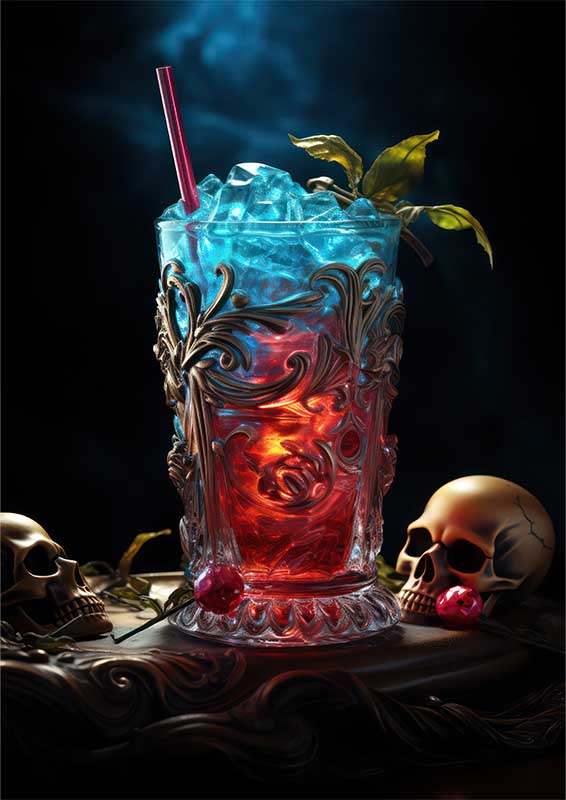 Traffic Tonic Tequila Sunrise with skull | Metal Poster