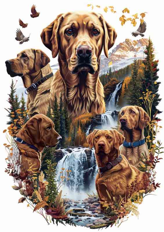 Labrador dogs forest | Metal Poster