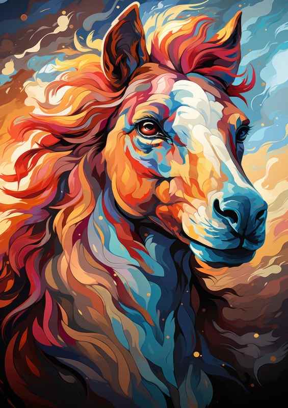 Long main beautiful Horse | Metal Poster